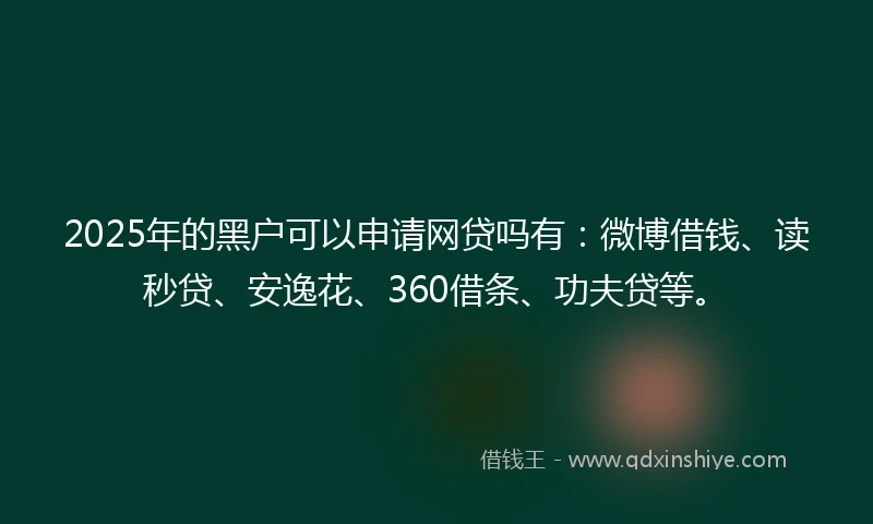 2025年的黑户可以申请网贷吗有：微博借钱、读秒贷、安逸花、360借条、功夫贷等。