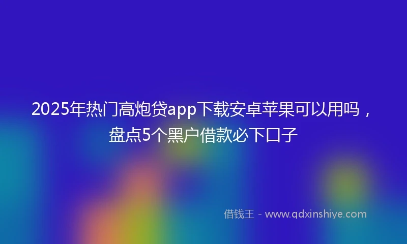 2025年热门高炮贷app下载安卓苹果可以用吗，盘点5个黑户借款必下口子