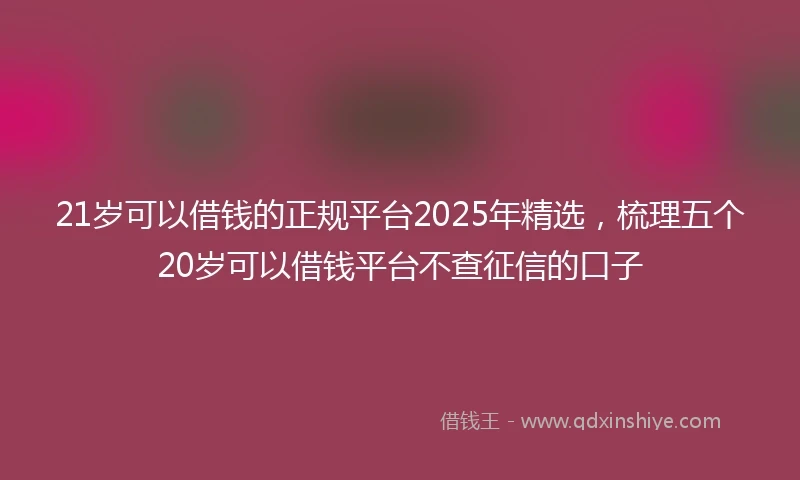 21岁可以借钱的正规平台2025年精选，梳理五个20岁可以借钱平台不查征信的口子