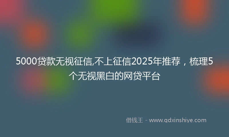 5000贷款无视征信,不上征信2025年推荐，梳理5个无视黑白的网贷平台