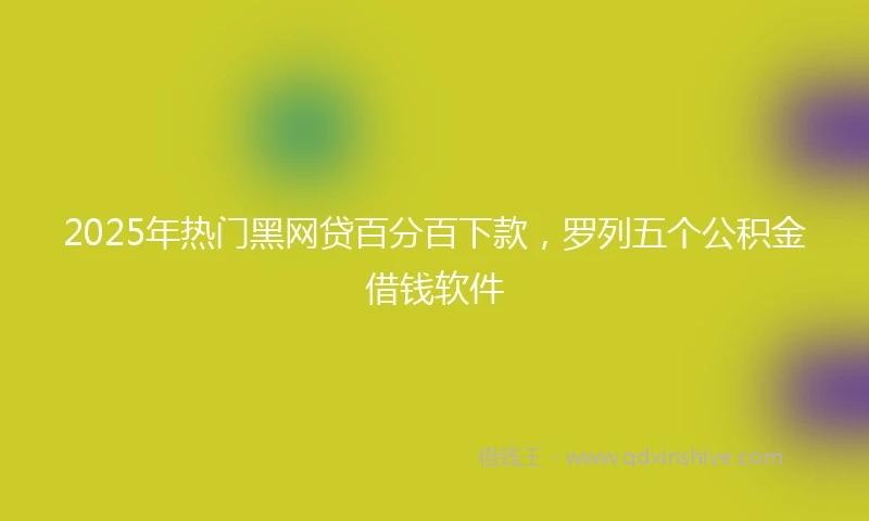 2025年热门黑网贷百分百下款，罗列五个公积金借钱软件