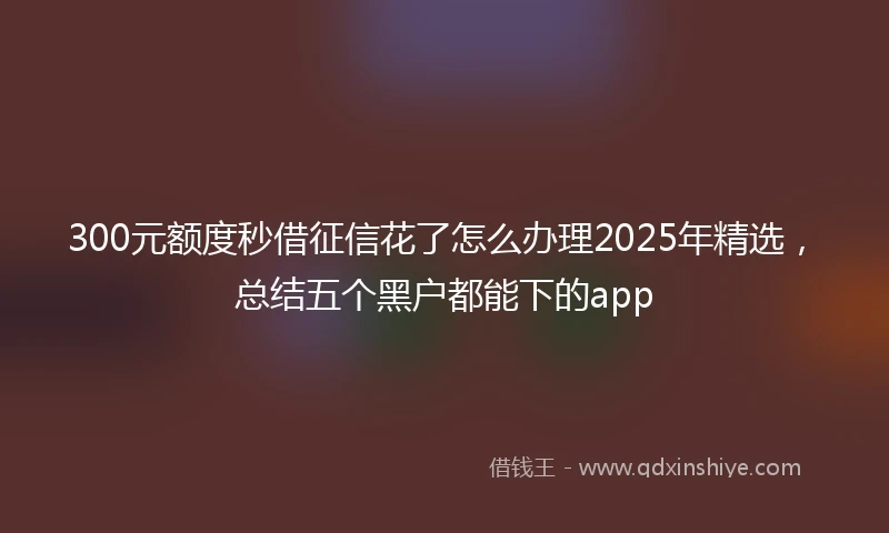 300元额度秒借征信花了怎么办理2025年精选，总结五个黑户都能下的app