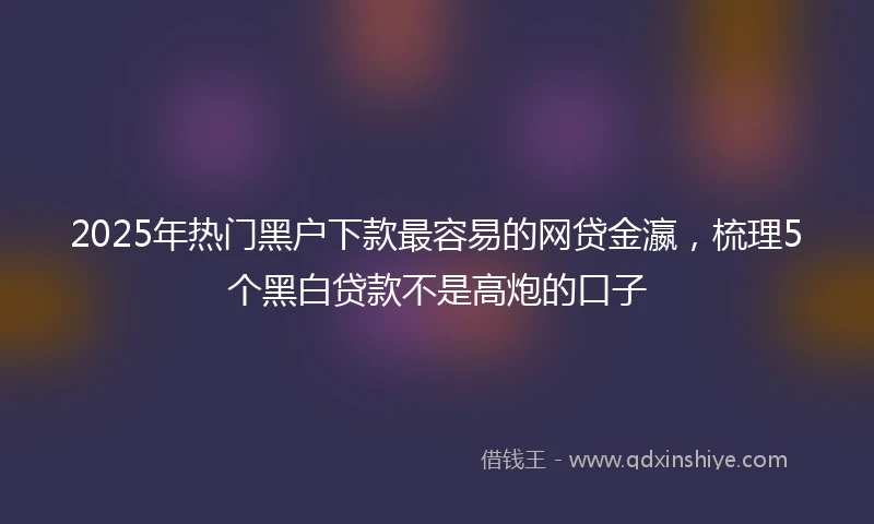 2025年热门黑户下款最容易的网贷金瀛，梳理5个黑白贷款不是高炮的口子