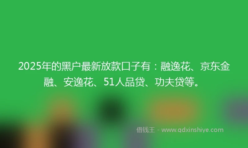 2025年的黑户最新放款口子有：融逸花、京东金融、安逸花、51人品贷、功夫贷等。