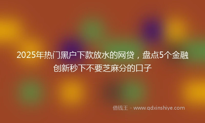 2025年热门黑户下款放水的网贷，盘点5个金融创新秒下不要芝麻分的口子