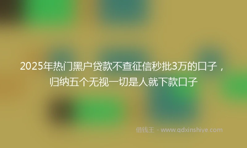 2025年热门黑户贷款不查征信秒批3万的口子，归纳五个无视一切是人就下款口子