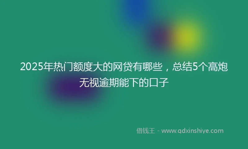 2025年热门额度大的网贷有哪些，总结5个高炮无视逾期能下的口子