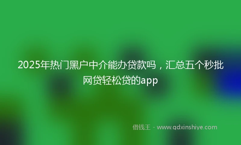 2025年热门黑户中介能办贷款吗，汇总五个秒批网贷轻松贷的app