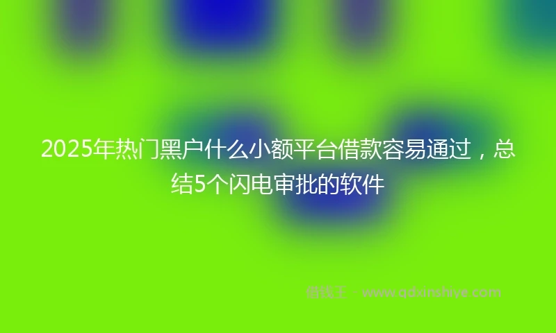 2025年热门黑户什么小额平台借款容易通过，总结5个闪电审批的软件