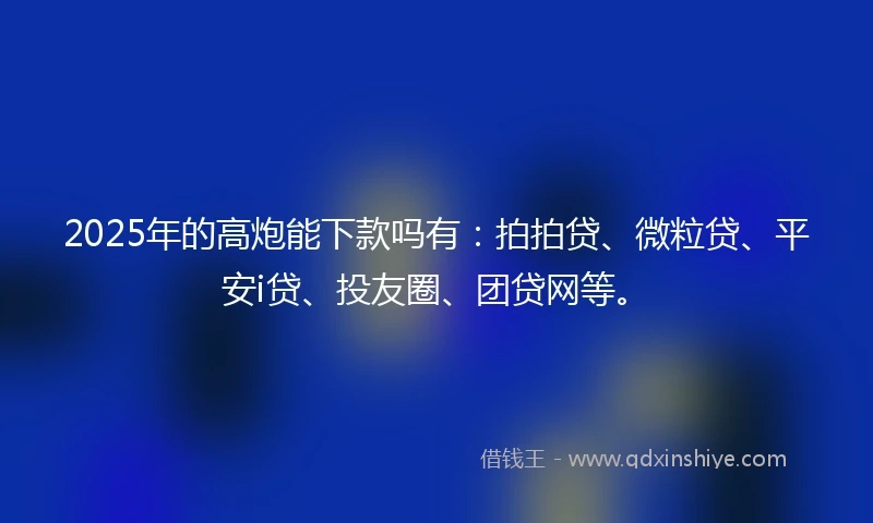 2025年的高炮能下款吗有：拍拍贷、微粒贷、平安i贷、投友圈、团贷网等。