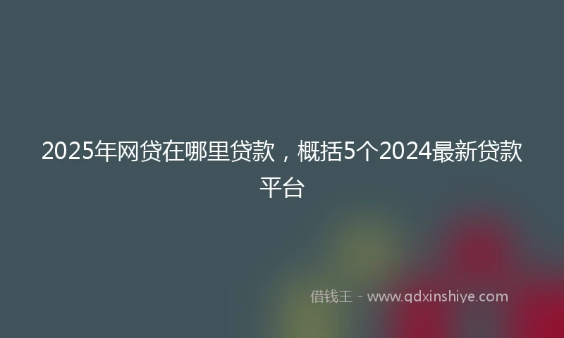 2025年网贷在哪里贷款，概括5个2024最新贷款平台