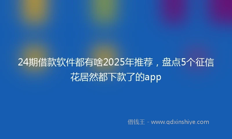 24期借款软件都有啥2025年推荐，盘点5个征信花居然都下款了的app