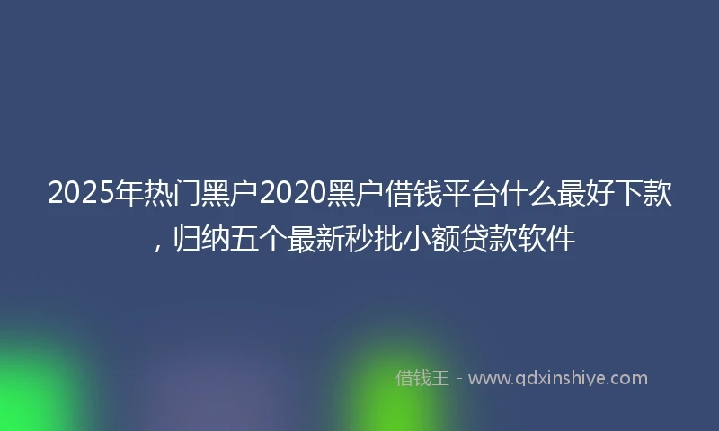 2025年热门黑户2020黑户借钱平台什么最好下款，归纳五个最新秒批小额贷款软件