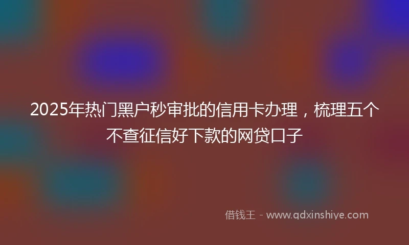 2025年热门黑户秒审批的信用卡办理，梳理五个不查征信好下款的网贷口子