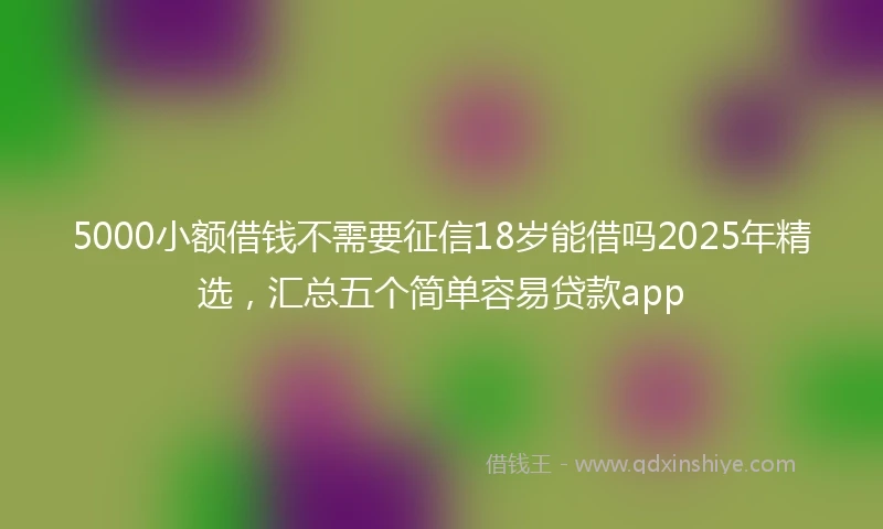 5000小额借钱不需要征信18岁能借吗2025年精选，汇总五个简单容易贷款app