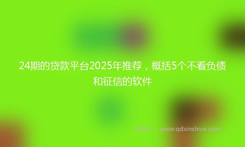 24期的贷款平台2025年推荐，概括5个不看负债和征信的软件