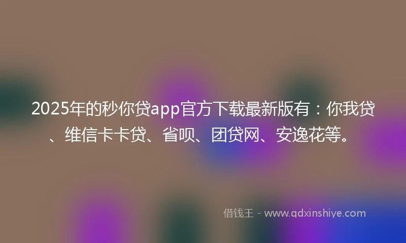 2025年的秒你贷app官方下载最新版有：你我贷、维信卡卡贷、省呗、团贷网、安逸花等。