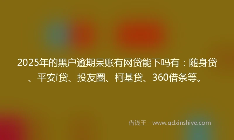 2025年的黑户逾期呆账有网贷能下吗有：随身贷、平安i贷、投友圈、柯基贷、360借条等。