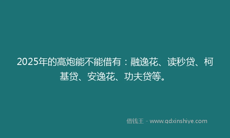 2025年的高炮能不能借有：融逸花、读秒贷、柯基贷、安逸花、功夫贷等。