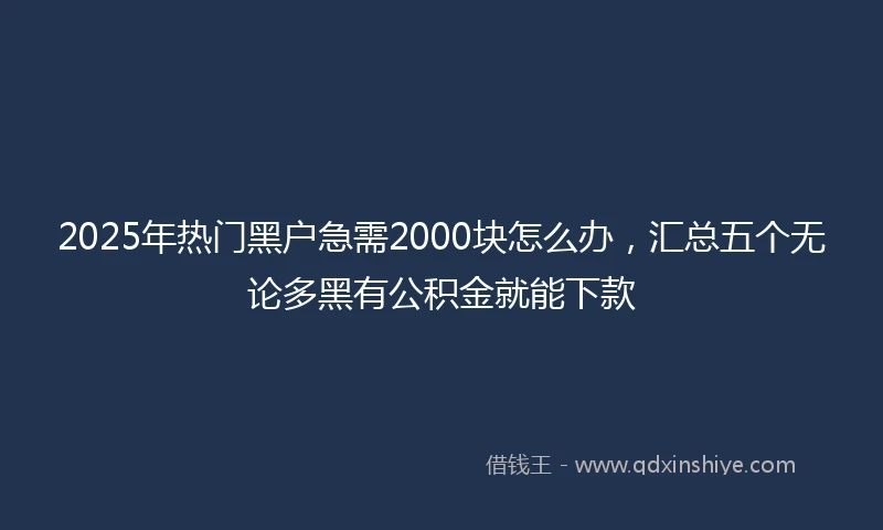 2025年热门黑户急需2000块怎么办，汇总五个无论多黑有公积金就能下款
