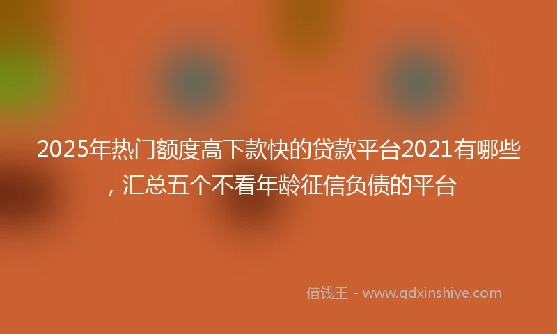 2025年热门额度高下款快的贷款平台2021有哪些，汇总五个不看年龄征信负债的平台