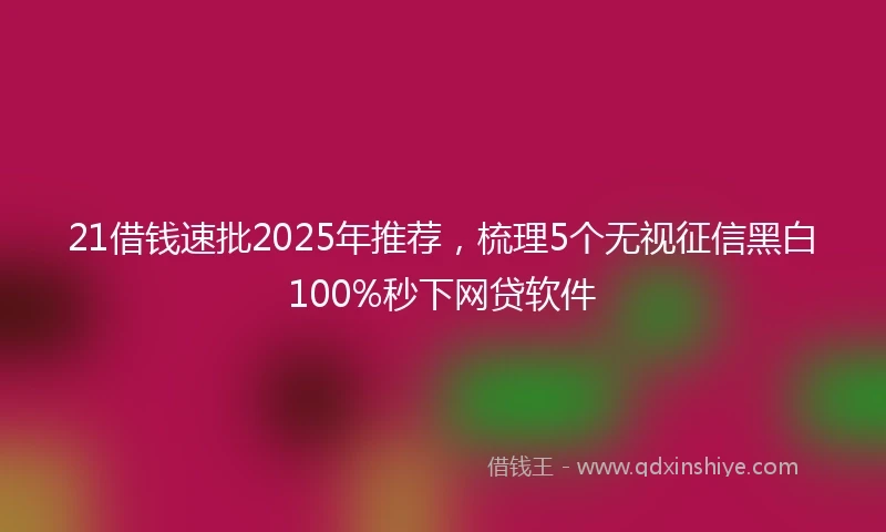 21借钱速批2025年推荐，梳理5个无视征信黑白100%秒下网贷软件