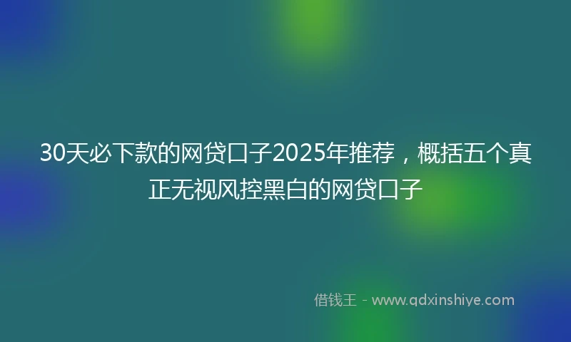 30天必下款的网贷口子2025年推荐，概括五个真正无视风控黑白的网贷口子