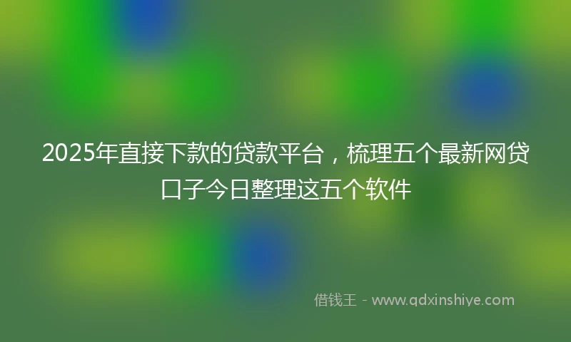 2025年直接下款的贷款平台，梳理五个最新网贷口子今日整理这五个软件