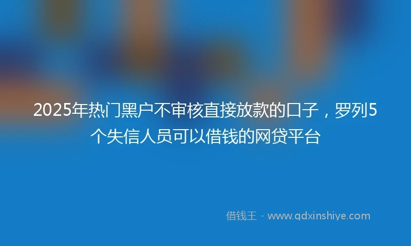 2025年热门黑户不审核直接放款的口子，罗列5个失信人员可以借钱的网贷平台