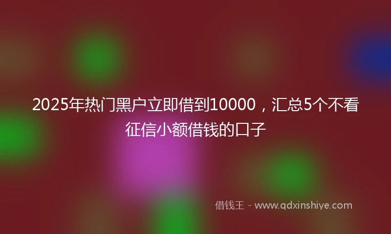 2025年热门黑户立即借到10000，汇总5个不看征信小额借钱的口子