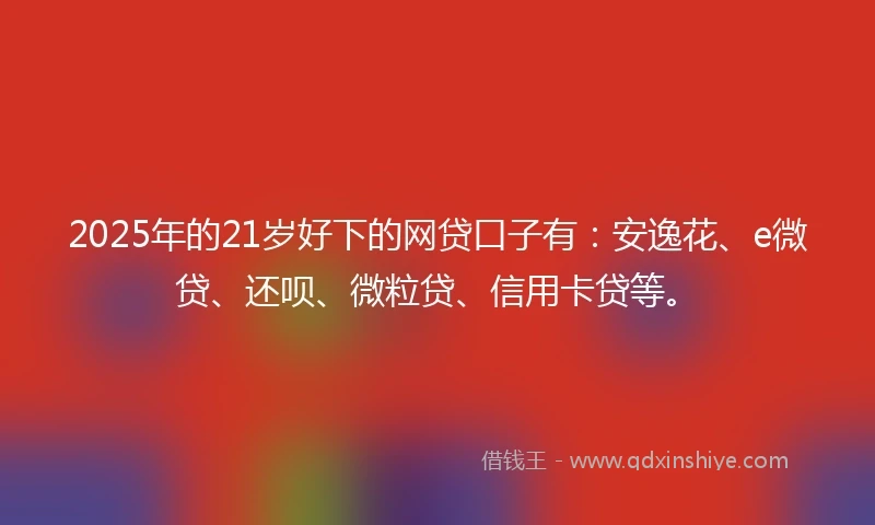 2025年的21岁好下的网贷口子有：安逸花、e微贷、还呗、微粒贷、信用卡贷等。