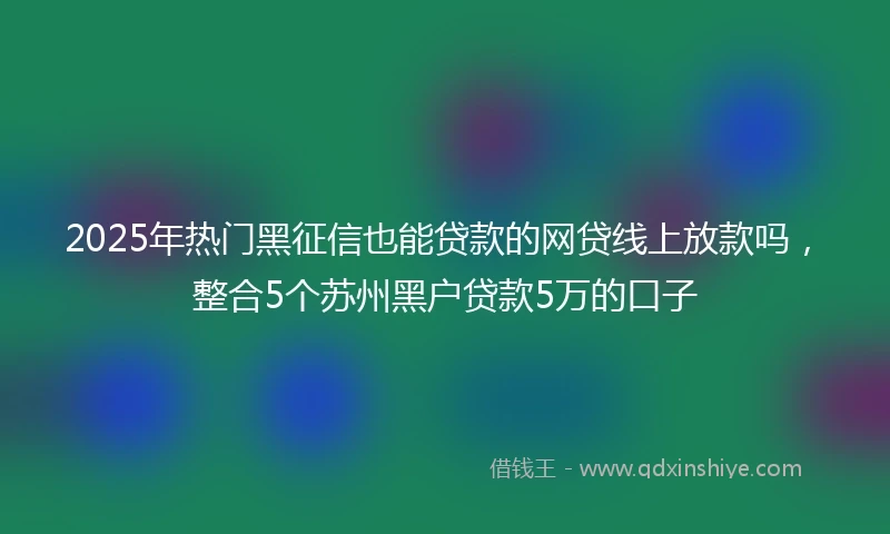 2025年热门黑征信也能贷款的网贷线上放款吗，整合5个苏州黑户贷款5万的口子
