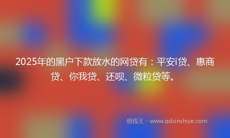 2025年的黑户下款放水的网贷有：平安i贷、惠商贷、你我贷、还呗、微粒贷等。