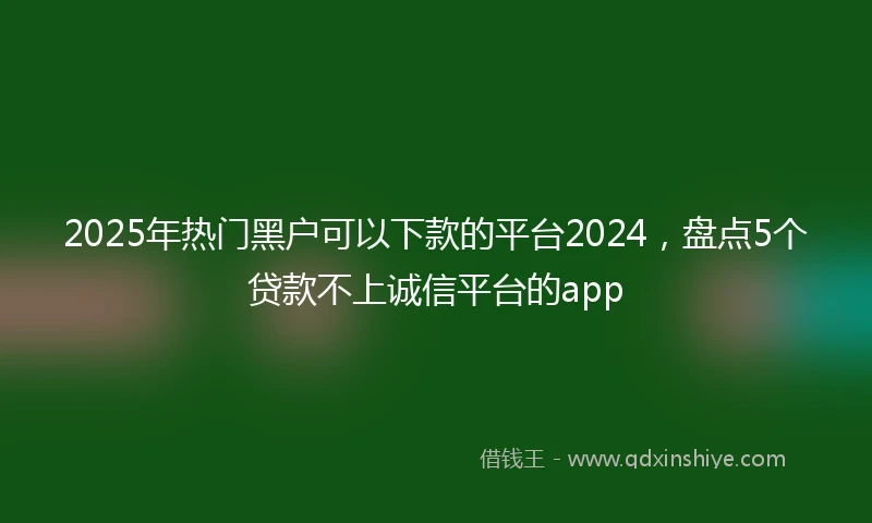 2025年热门黑户可以下款的平台2024，盘点5个贷款不上诚信平台的app