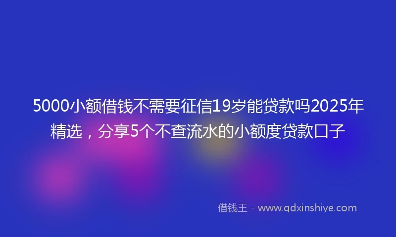 5000小额借钱不需要征信19岁能贷款吗2025年精选，分享5个不查流水的小额度贷款口子