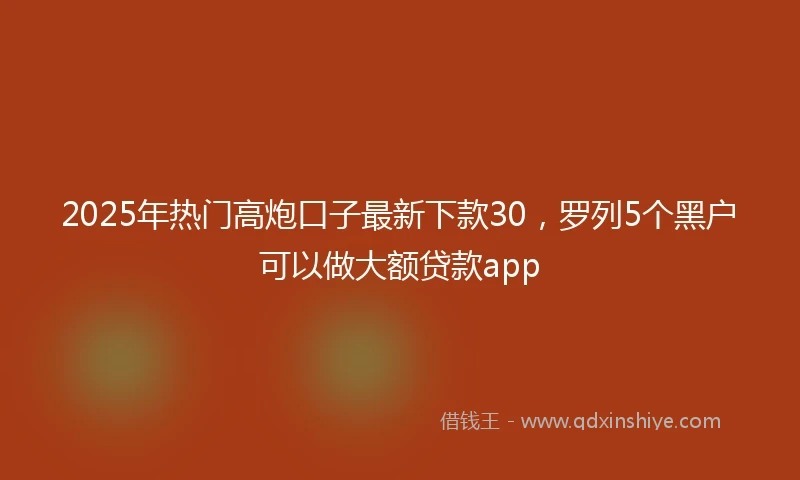 2025年热门高炮口子最新下款30，罗列5个黑户可以做大额贷款app