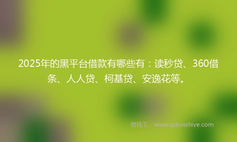 2025年的黑平台借款有哪些有：读秒贷、360借条、人人贷、柯基贷、安逸花等。