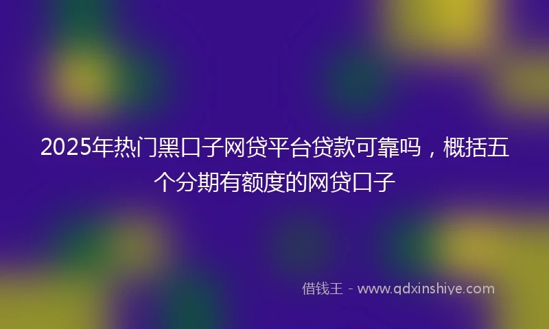2025年热门黑口子网贷平台贷款可靠吗，概括五个分期有额度的网贷口子