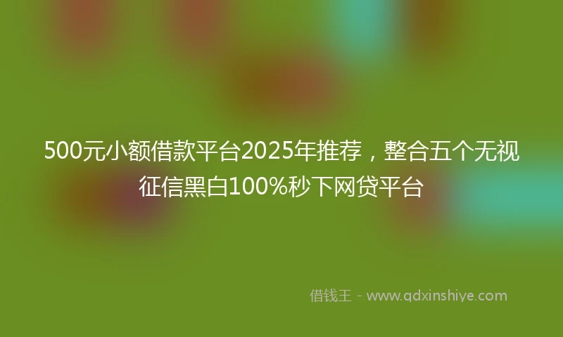 500元小额借款平台2025年推荐，整合五个无视征信黑白100%秒下网贷平台