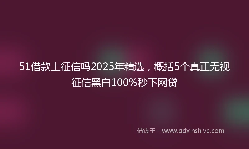 51借款上征信吗2025年精选，概括5个真正无视征信黑白100%秒下网贷