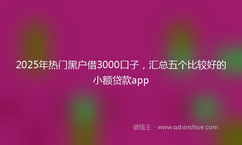 2025年热门黑户借3000口子，汇总五个比较好的小额贷款app