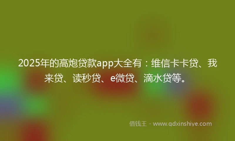 2025年的高炮贷款app大全有：维信卡卡贷、我来贷、读秒贷、e微贷、滴水贷等。