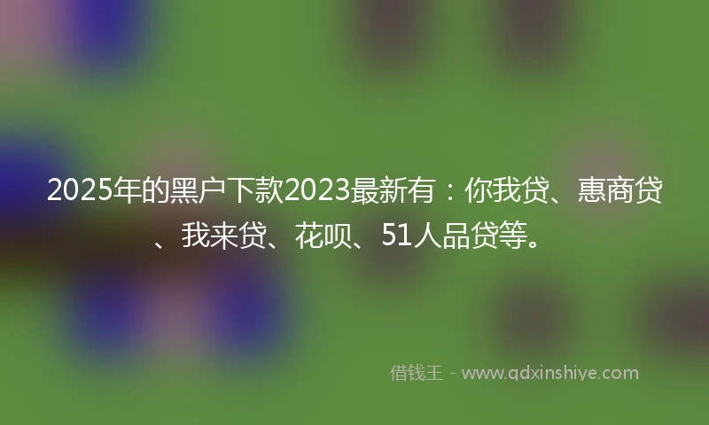 2025年的黑户下款2023最新有：你我贷、惠商贷、我来贷、花呗、51人品贷等。