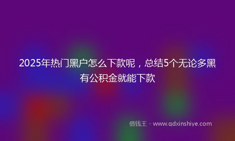 2025年热门黑户怎么下款呢，总结5个无论多黑有公积金就能下款