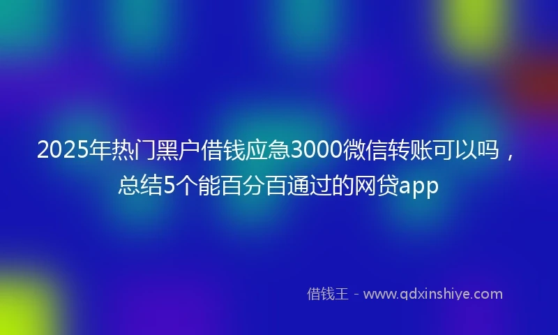 2025年热门黑户借钱应急3000微信转账可以吗，总结5个能百分百通过的网贷app