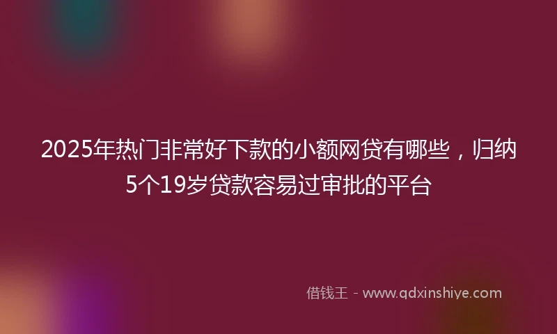 2025年热门非常好下款的小额网贷有哪些，归纳5个19岁贷款容易过审批的平台