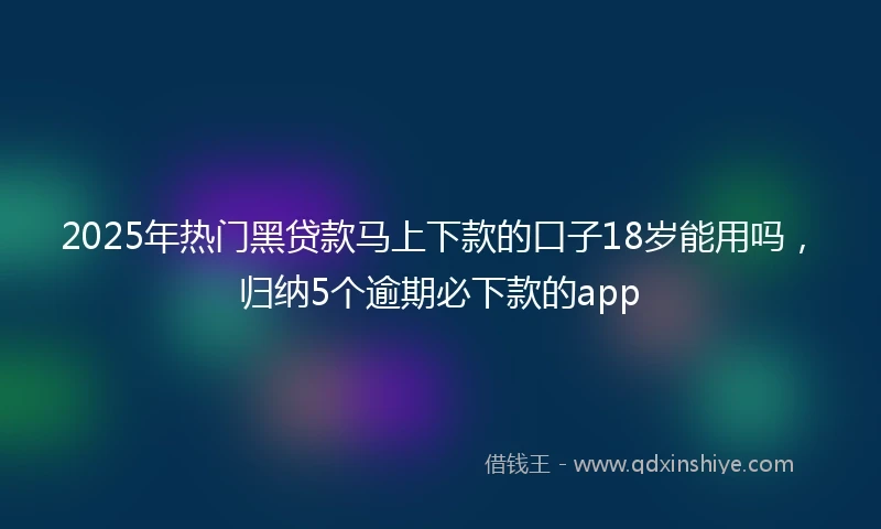 2025年热门黑贷款马上下款的口子18岁能用吗，归纳5个逾期必下款的app
