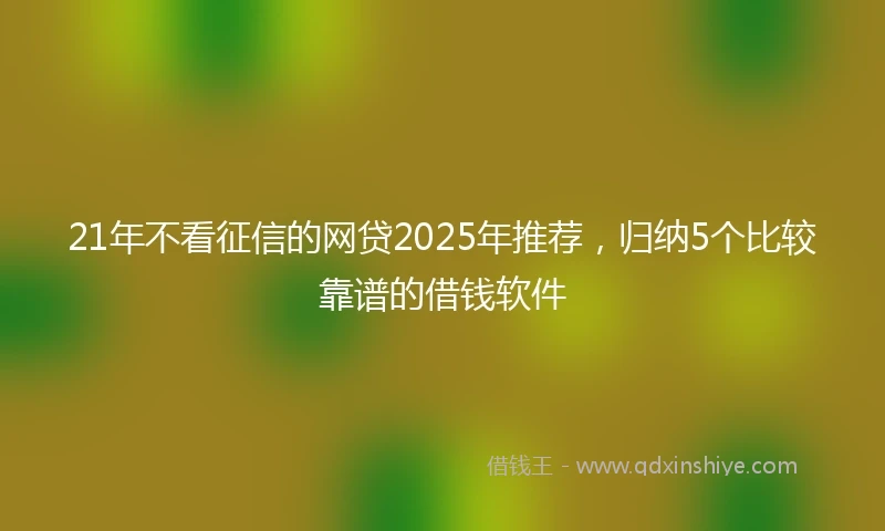 21年不看征信的网贷2025年推荐，归纳5个比较靠谱的借钱软件