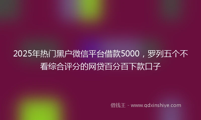 2025年热门黑户微信平台借款5000，罗列五个不看综合评分的网贷百分百下款口子