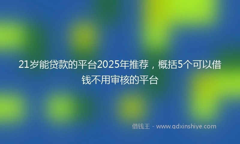 21岁能贷款的平台2025年推荐，概括5个可以借钱不用审核的平台